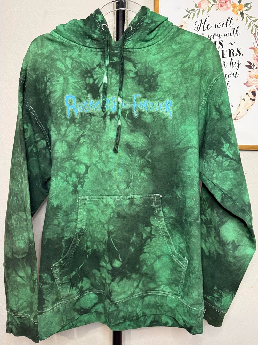 Assholes Live Forever Green Tie-Dye Hoodie